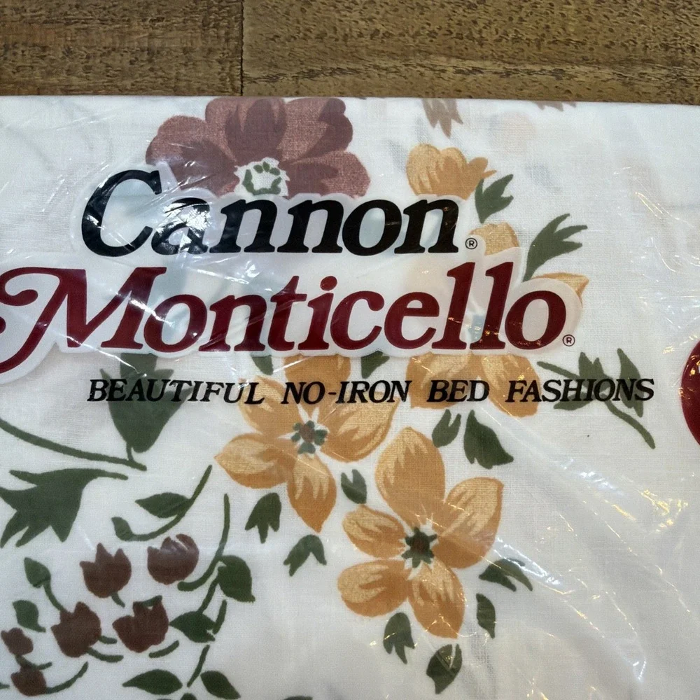 Vintage Cannon Monticello Twin Flat Sheet Floral Sealed Muted Colored Flowers